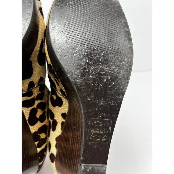 Boden Leopard Print Calf Hair Leather Wedge Slip On Ankle Booties Size 38/7 - Picture 7 of 10